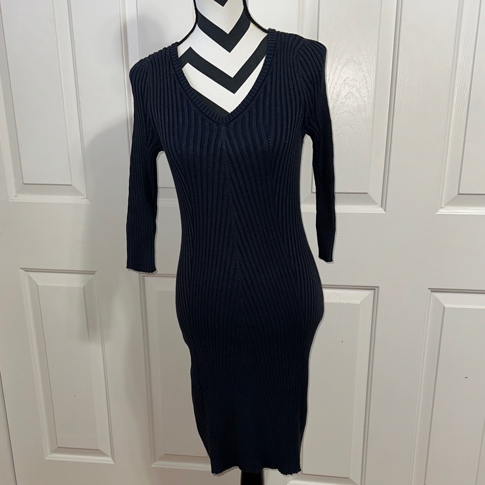 Peruvian Connection Navy Long Sleeve Dress